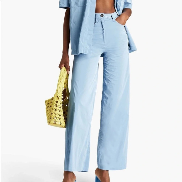 Remain Birgir Christensen Ariane Wide Leg Nylon Trousers in Ashley Blue - Sz 8 - Picture 1 of 11